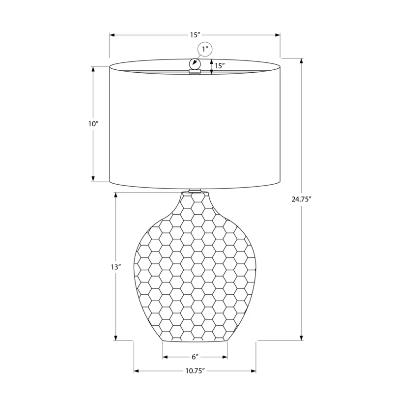 Monarch Specialties - Luminaire - 25 po H Lampe De Table - Abat-Jour Noir - Résine Brune - Contemporain