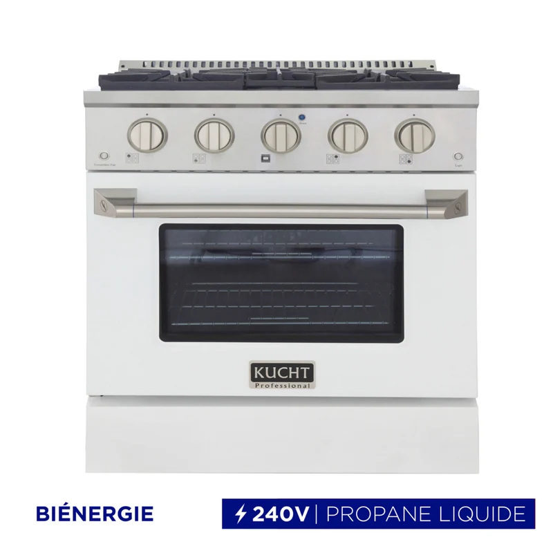 Kucht - 30 po Série KDF Cuisinière Pro Style au gaz propane - Acier inoxydable/Blanc
