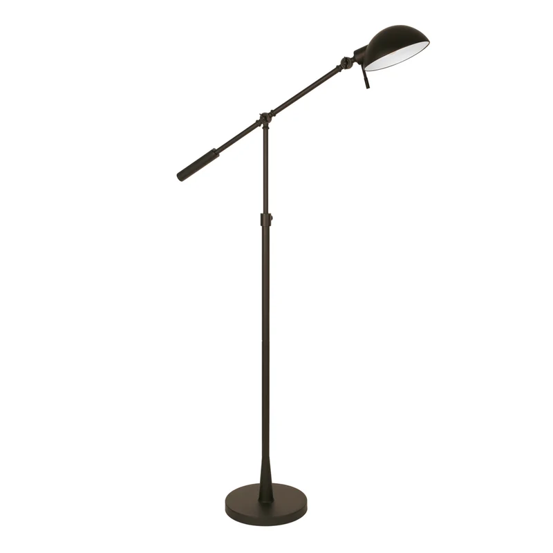 Hudson&Canal Dexter Height Adjustable/Tilting Floor Lamp with Metal Shade - Blackened Bronze/Blackened Bronze