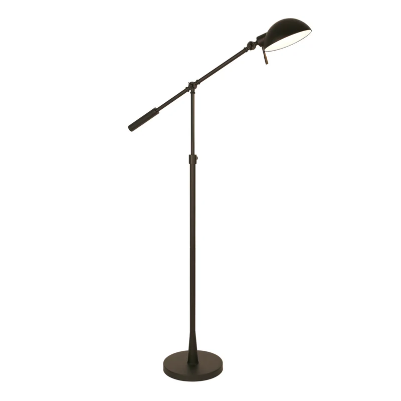 Hudson&Canal Dexter Height Adjustable/Tilting Floor Lamp with Metal Shade - Blackened Bronze/Blackened Bronze