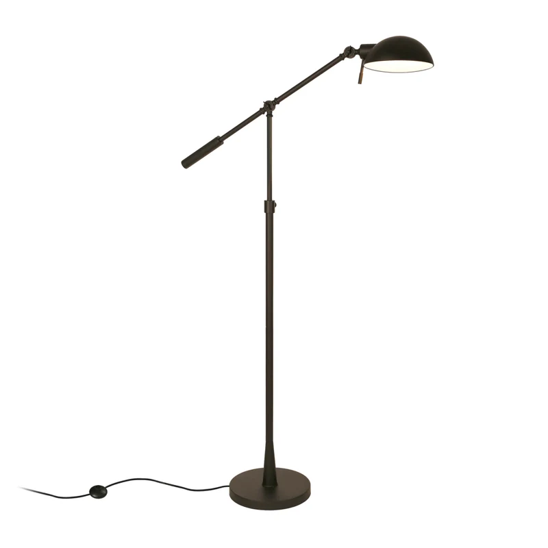 Hudson&Canal Dexter Height Adjustable/Tilting Floor Lamp with Metal Shade - Blackened Bronze/Blackened Bronze