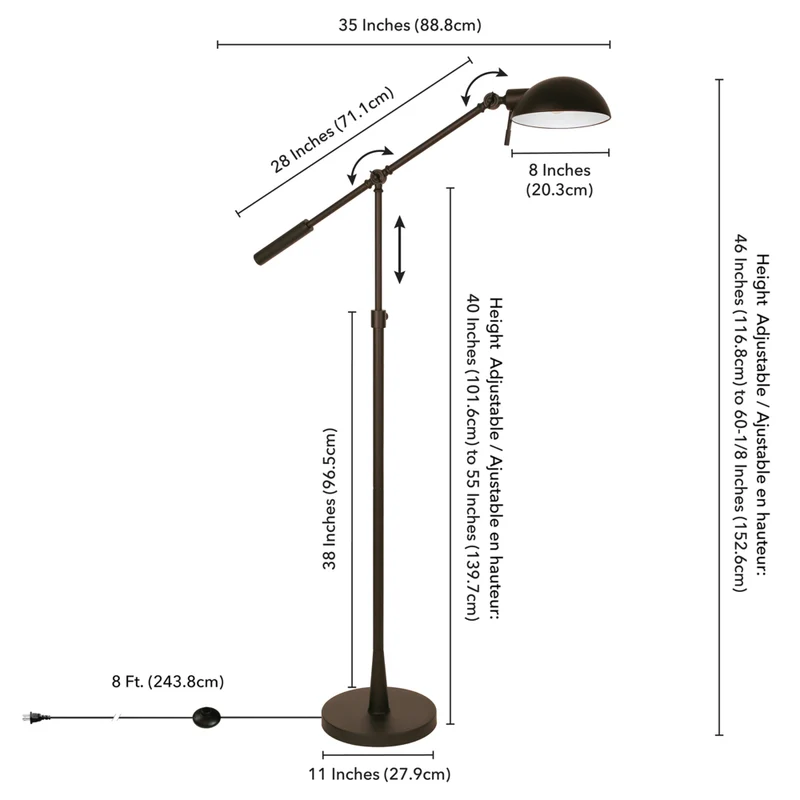 Hudson&Canal Dexter Height Adjustable/Tilting Floor Lamp with Metal Shade - Blackened Bronze/Blackened Bronze