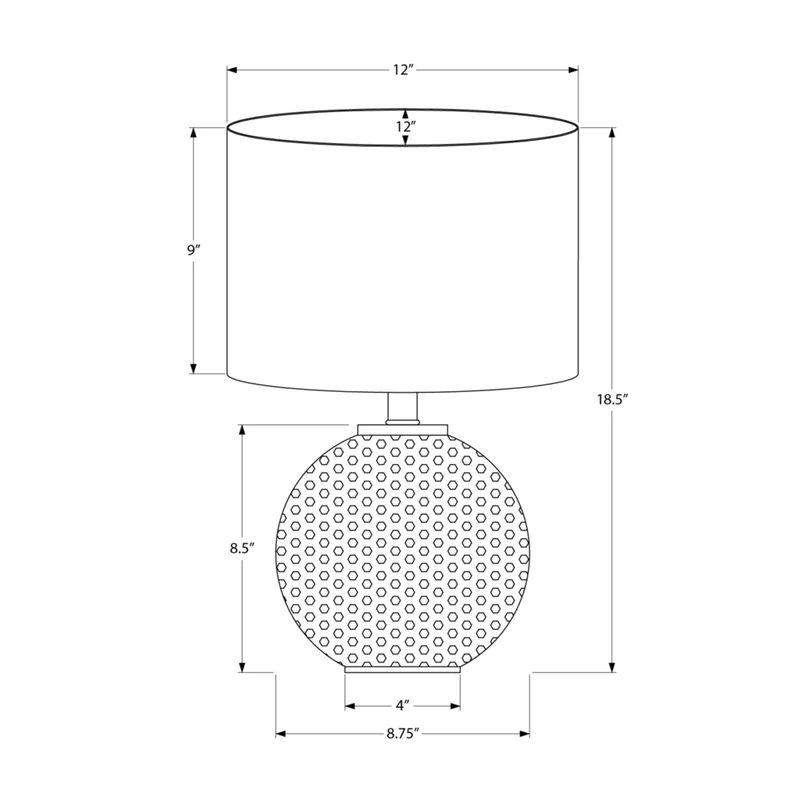Monarch Specialties - Luminaire - 19 po H Lampe De Table - Résine Grise - Abat-Jour Ivoire / Crème - Moderne