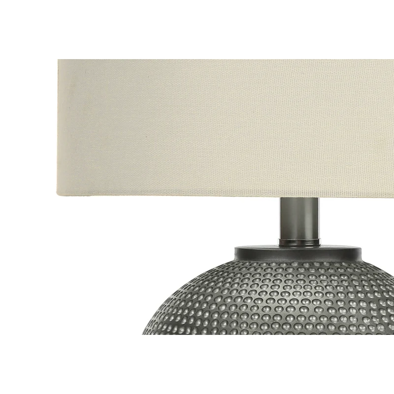 Monarch Specialties - Luminaire - 19 po H Lampe De Table - Résine Grise - Abat-Jour Ivoire / Crème - Moderne