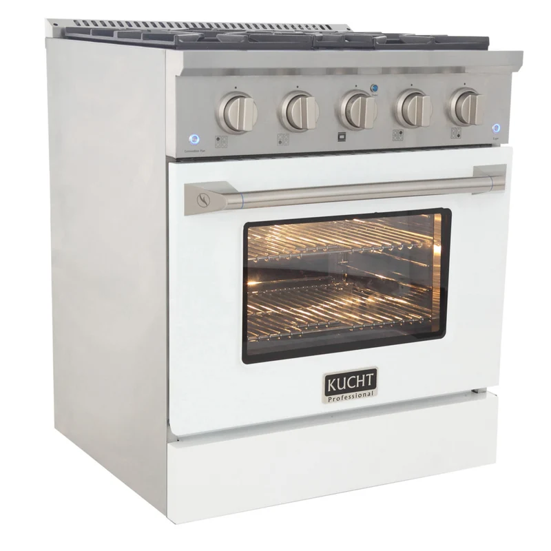 Kucht - 30 po Série KNG Cuisinière Pro Style au gaz naturel - Acier inoxydable/Blanc