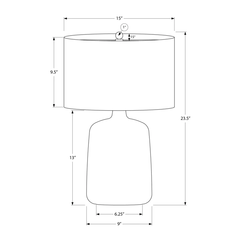 Monarch Specialties - Luminaire - 24 po H Lampe De Table - Céramique Noire - Abat-Jour Beige - Contemporain