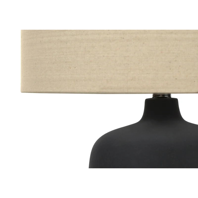 Monarch Specialties - Luminaire - 24 po H Lampe De Table - Céramique Noire - Abat-Jour Beige - Contemporain