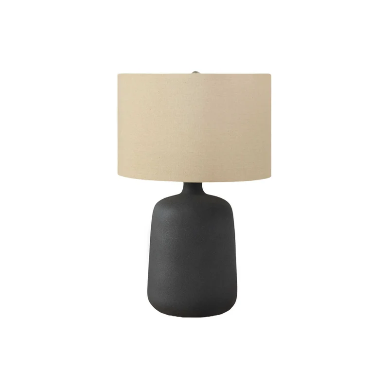 Monarch Specialties 24" H Contemporary Table Lamp - Black Ceramic / Beige Shade