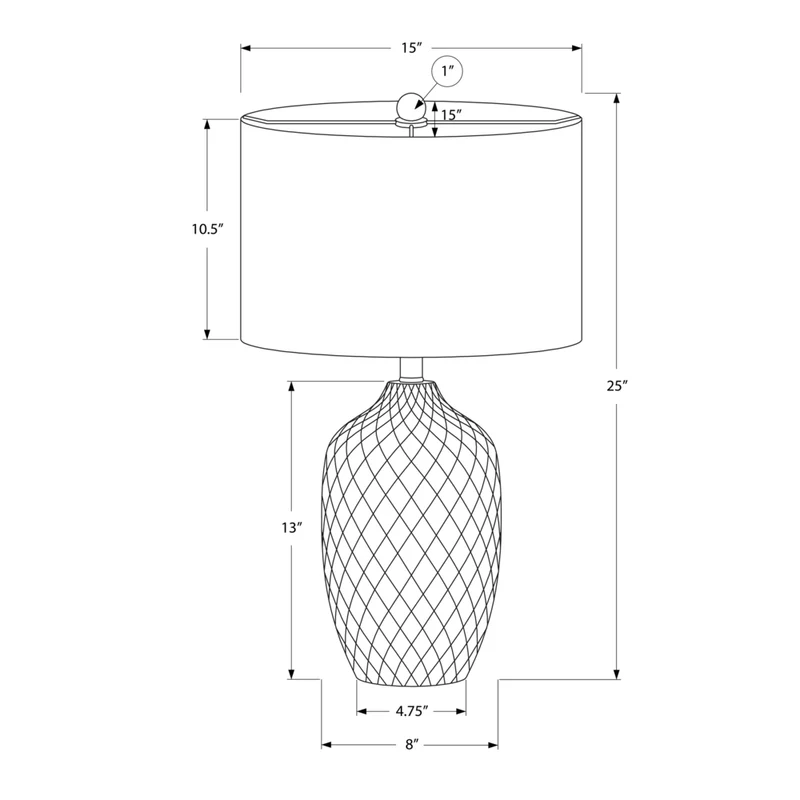 Monarch Specialties - Luminaire - 25 po H Lampe De Table - Crème Céramique - Abat-Jour Ivoire / Crème - Transitionnel