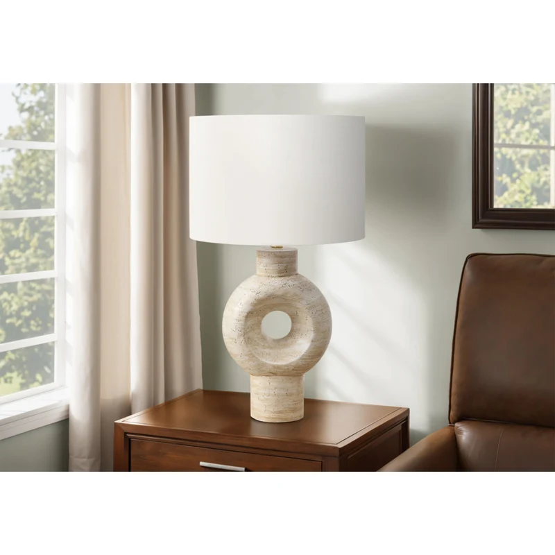 Monarch Specialties 28" H Contemporary Table Lamp - Beige Resin / Ivory / Cream Shade