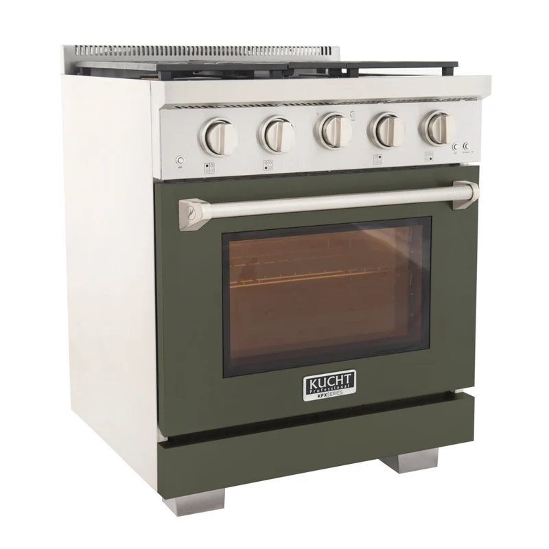 Kucht - 30 po Série KFX-X Cuisinière Pro Style au gaz naturel - Acier inoxydable/Vert olive