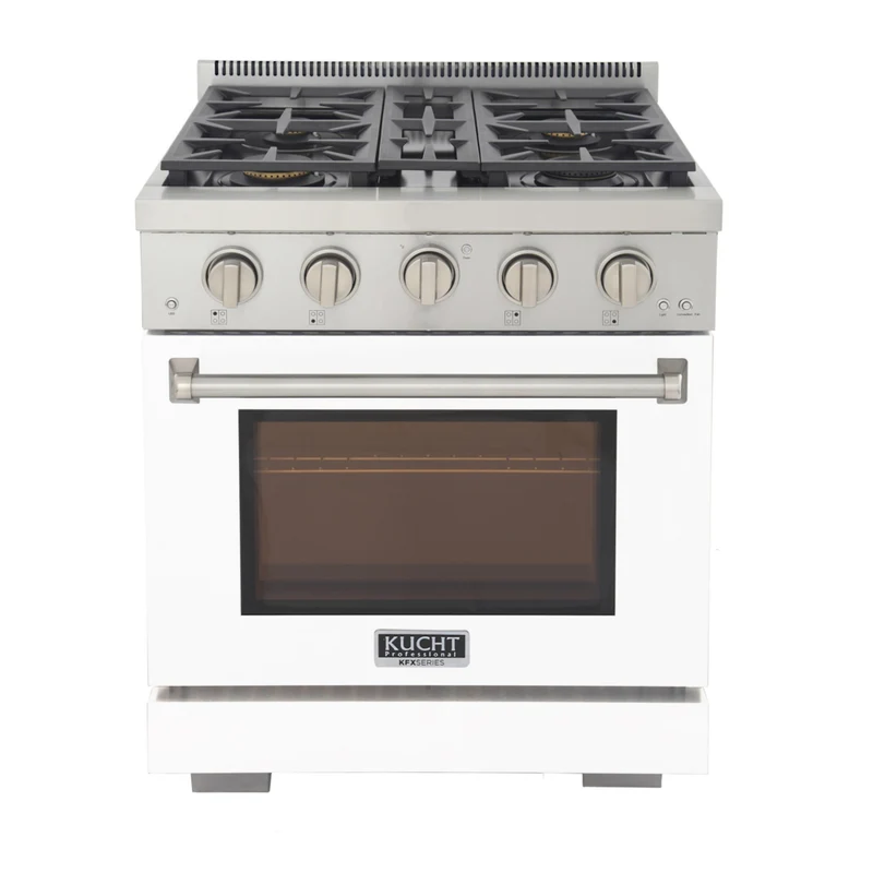 Kucht - 30 po Série KFX-X Cuisinière Pro Style au gaz naturel - Acier inoxydable/Blanc