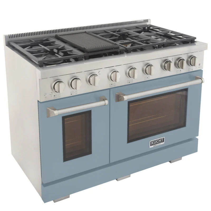 Kucht - 48 po Série KFX-X style professionnel au gaz propane - Acier inoxydable/Bleu pâle