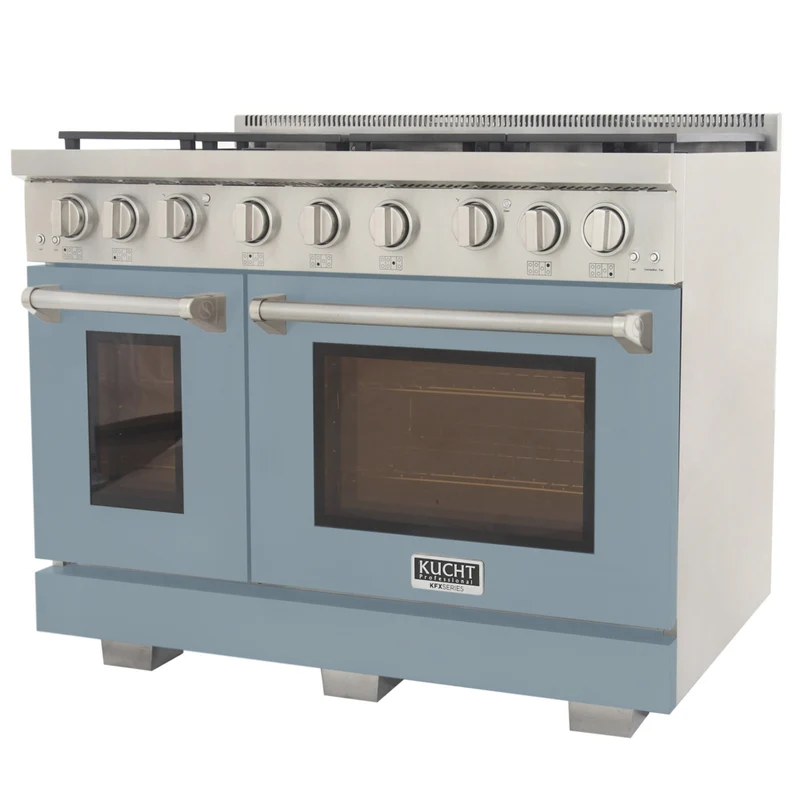 Kucht - 48 po Série KFX-X style professionnel au gaz propane - Acier inoxydable/Bleu pâle