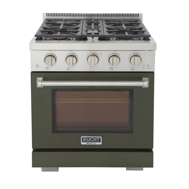 Kucht 30" KFX-X Series Pro Style Natural Gas Range - Stainless Steel/Olive Green