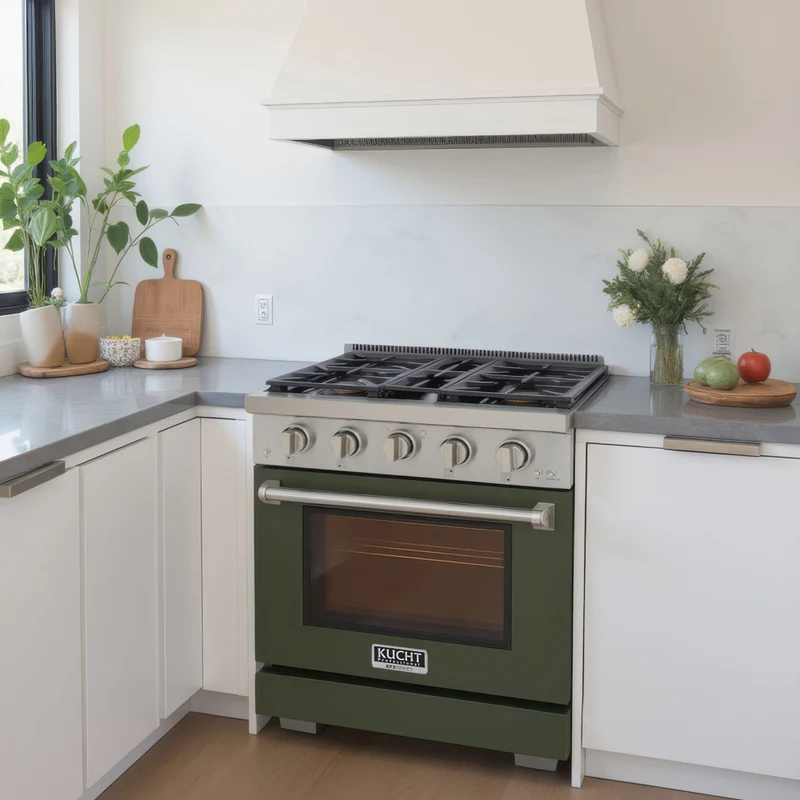 Kucht 30" KFX-X Series Pro Style Natural Gas Range - Stainless Steel/Olive Green
