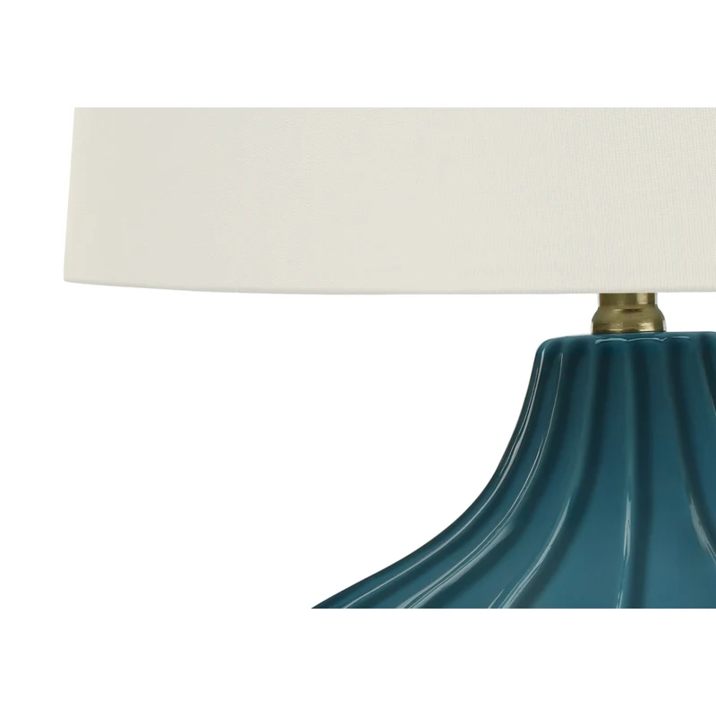 Monarch Specialties - Luminaire - 24 po H Lampe De Table - Céramique Bleue - Abat-Jour Ivoire / Crème - Transitionnel
