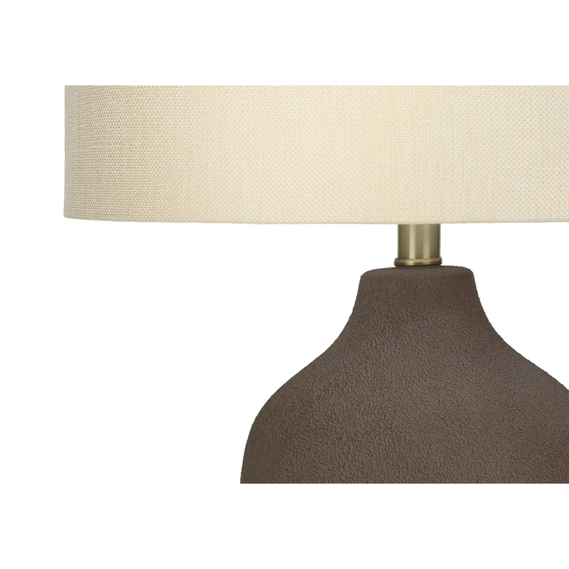 Monarch Specialties - Luminaire - 27 po H Lampe De Table - Céramique Gris - Abat-Jour Beige - Contemporain