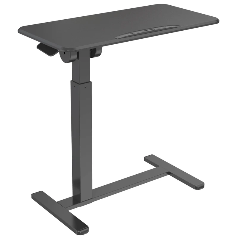 ShoppingAll - Table D’Appoint Mobile Réglable Pneumatique Avec Roulettes Cachées Et Plateau Inclinable 31,5" – Noir