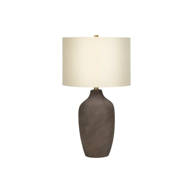 Monarch Specialties 27" H Contemporary Table Lamp - Grey Ceramic / Beige Shade