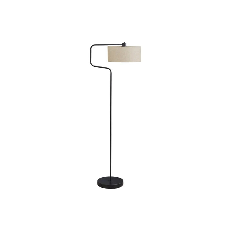 Monarch Specialties 61" H Contemporary Floor Lamp - Black Metal / Beige Shade