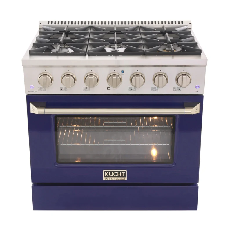 Kucht - 36 po Série KDF Cuisinière Pro Style au gaz naturel - Acier inoxydable/Bleu
