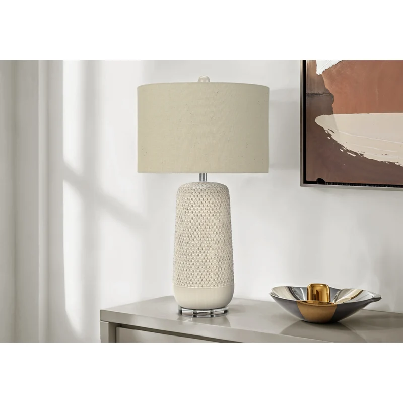 Monarch Specialties - Luminaire - 31 po H Lampe De Table - Crème Céramique - Abat-Jour Beige - Contemporain