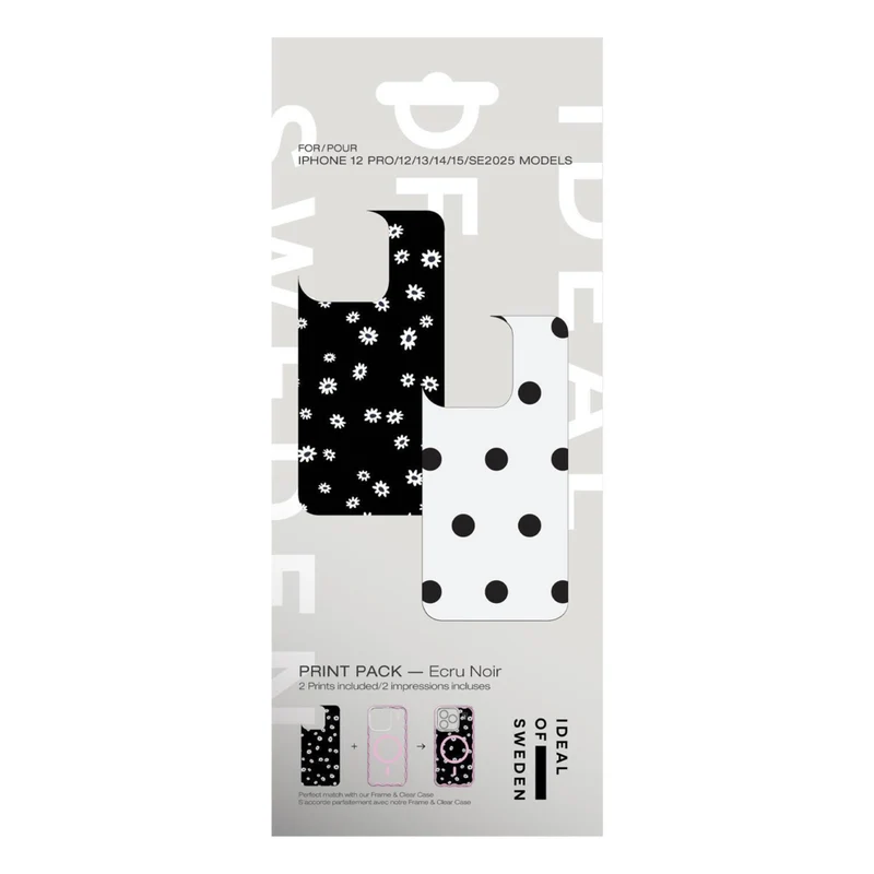 Ideal of Sweden Print Pack for iPhone 17e/16e/15/14/13/12/12 Pro - Ecru Noir