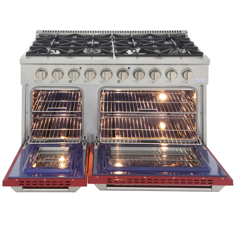 Kucht - 48 po Série KNG Cuisinière Pro Style au gaz naturel - Acier inoxydable/Rouge