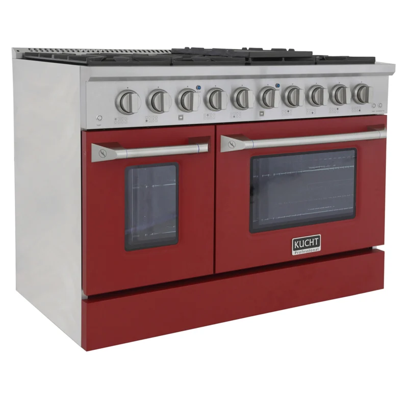Kucht - 48 po Série KNG Cuisinière Pro Style au gaz naturel - Acier inoxydable/Rouge