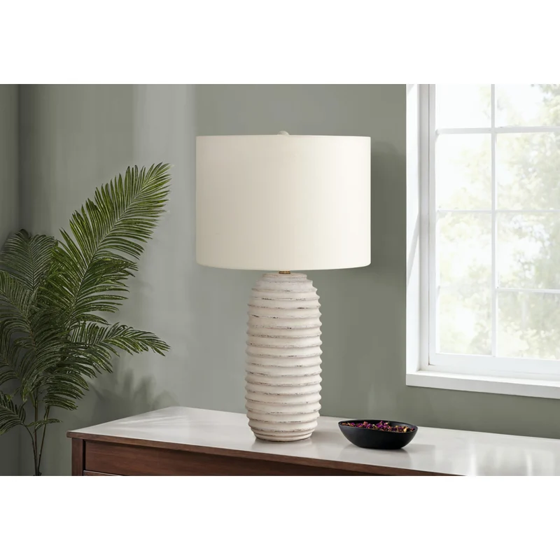 Monarch Specialties - Luminaire - 28 po H Lampe De Table - Résine Crème - Abat-Jour Ivoire / Crème - Transitionnel