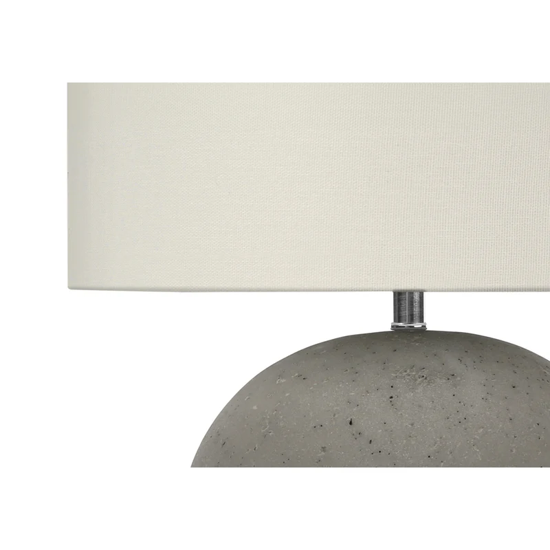 Monarch Specialties - Luminaire - 20 po H Lampe De Table - Béton Gris - Abat-Jour Ivoire / Crème - Contemporain