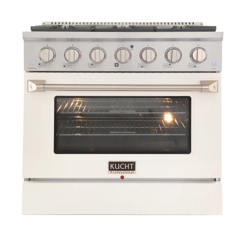 Kucht 36" KNG Series Pro Style Propane Gas Range - Stainless Steel/White