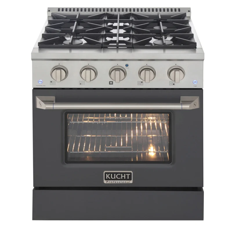 Kucht 30" KDF Series Pro Style Propane Gas Dual Fuel Range - Stainless Steel/Cement Grey