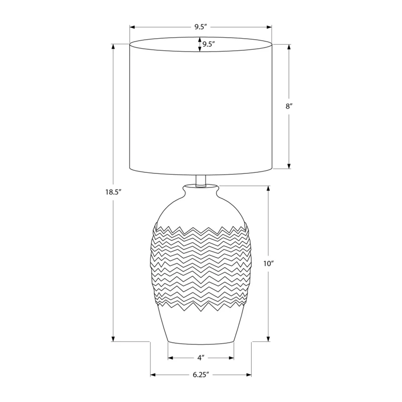 Monarch Specialties - Luminaire - 19 po H Lampe De Table - Céramique Ivoire - Abat-Jour Ivoire / Crème - Transitionnel