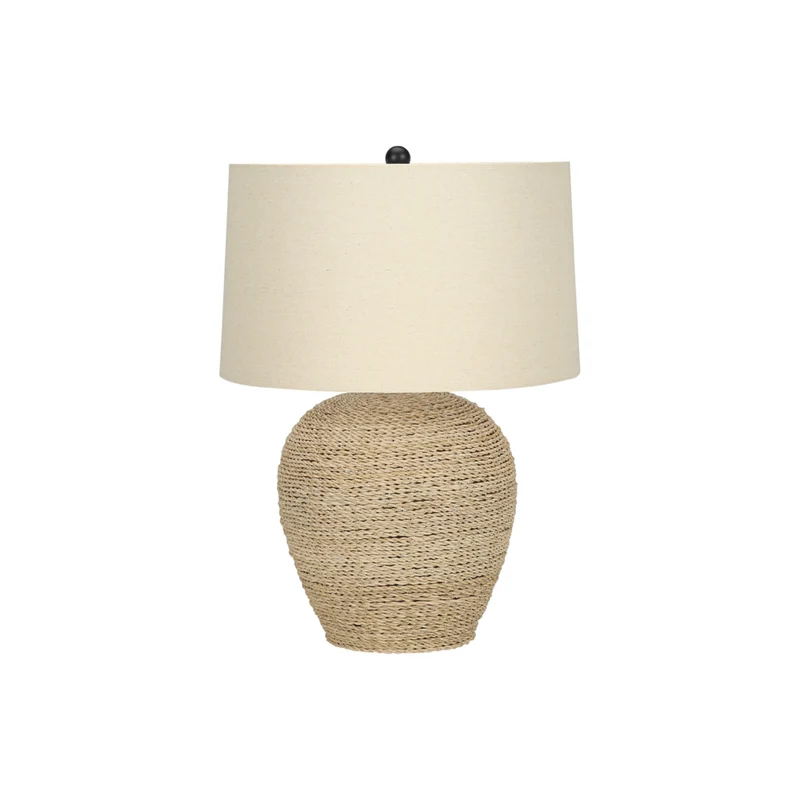 Monarch Specialties 25" H Transitional Table Lamp - Rattan / Beige Shade