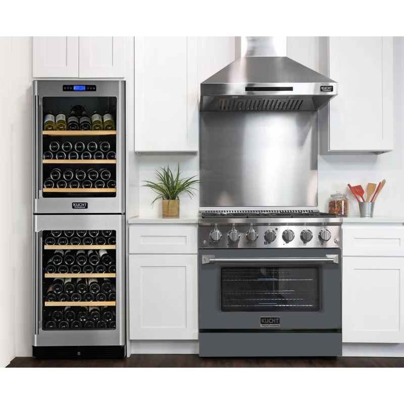 Kucht - 36 po Série KNG Cuisinière Pro Style au gaz propane - Acier inoxydable/Gris ciment