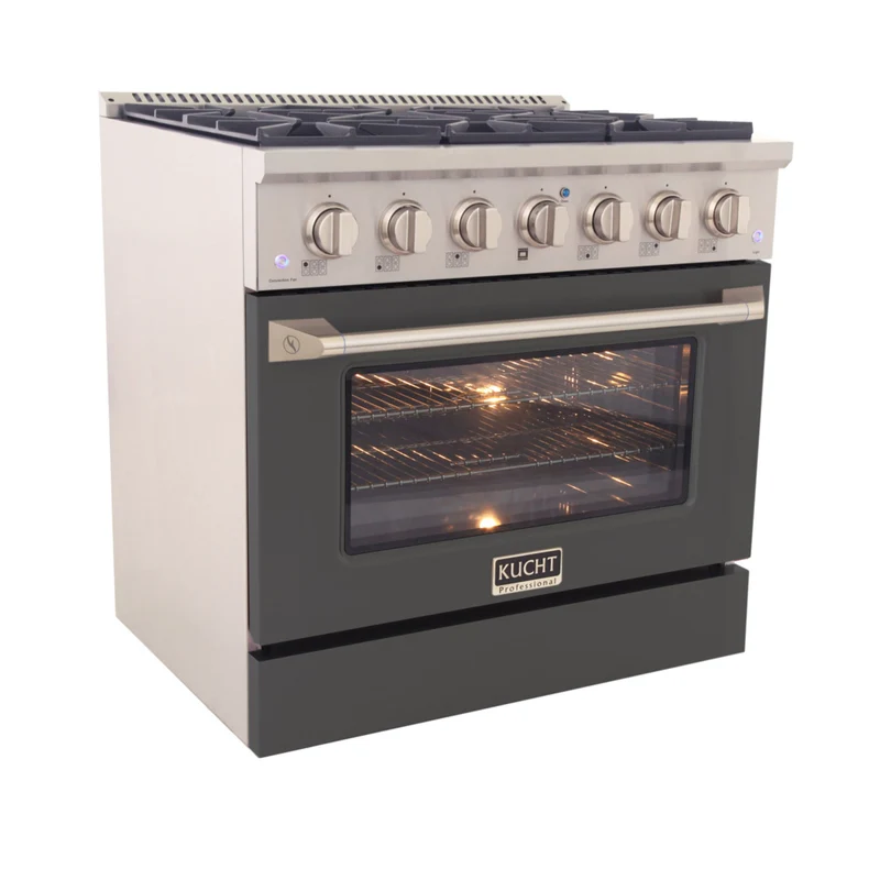 Kucht - 36 po Série KNG Cuisinière Pro Style au gaz propane - Acier inoxydable/Gris ciment