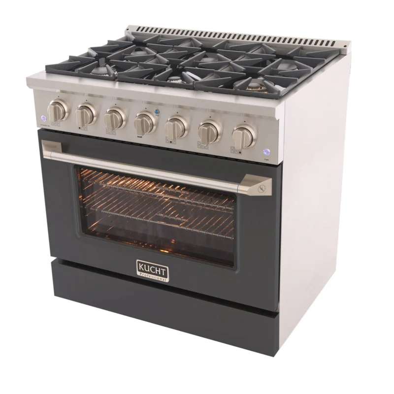 Kucht - 36 po Série KNG Cuisinière Pro Style au gaz propane - Acier inoxydable/Gris ciment