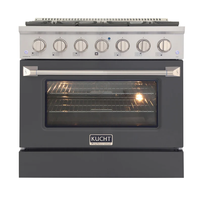 Kucht 36" KNG Series Pro Style Propane Gas Range - Stainless Steel/Cement Grey