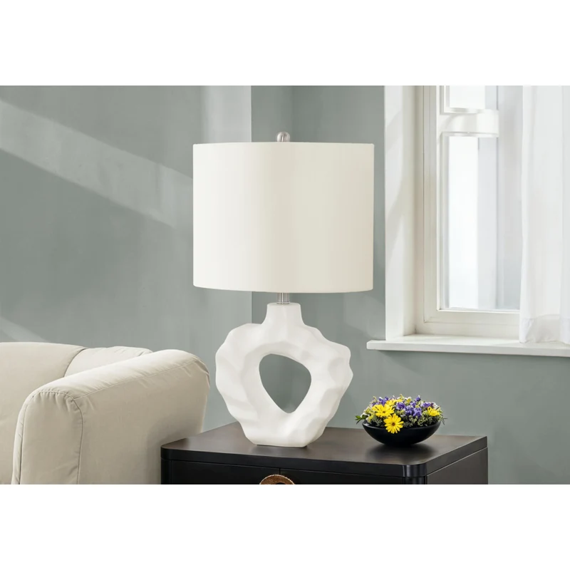 Monarch Specialties 25" H Table Lamp - Cream Resin / Ivory / Cream Shade