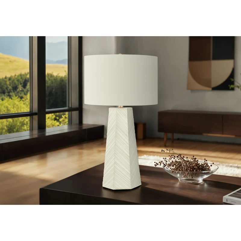 Monarch Specialties - Luminaire - 29 po H Lampe De Table - Céramique Blanche - Abat-Jour Ivoire / Crème - Contemporain