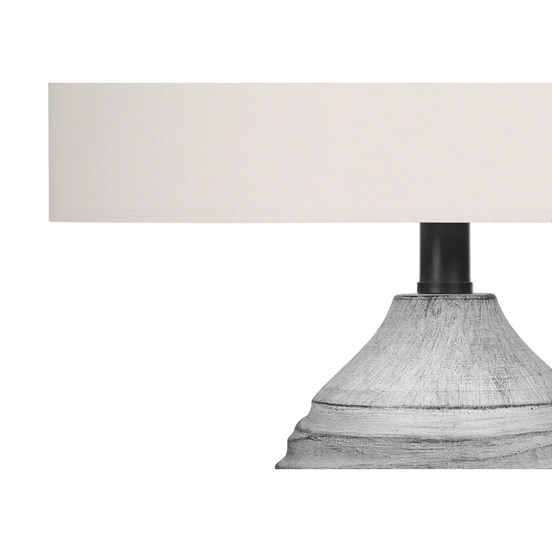 Monarch Specialties - Luminaire - 27 po H Lampe De Table - Résine Grise - Abat-Jour Ivoire / Crème - Moderne