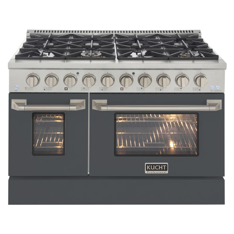 Kucht - 48 po Série KNG Cuisinière Pro Style au gaz propane - Acier inoxydable/Gris ciment