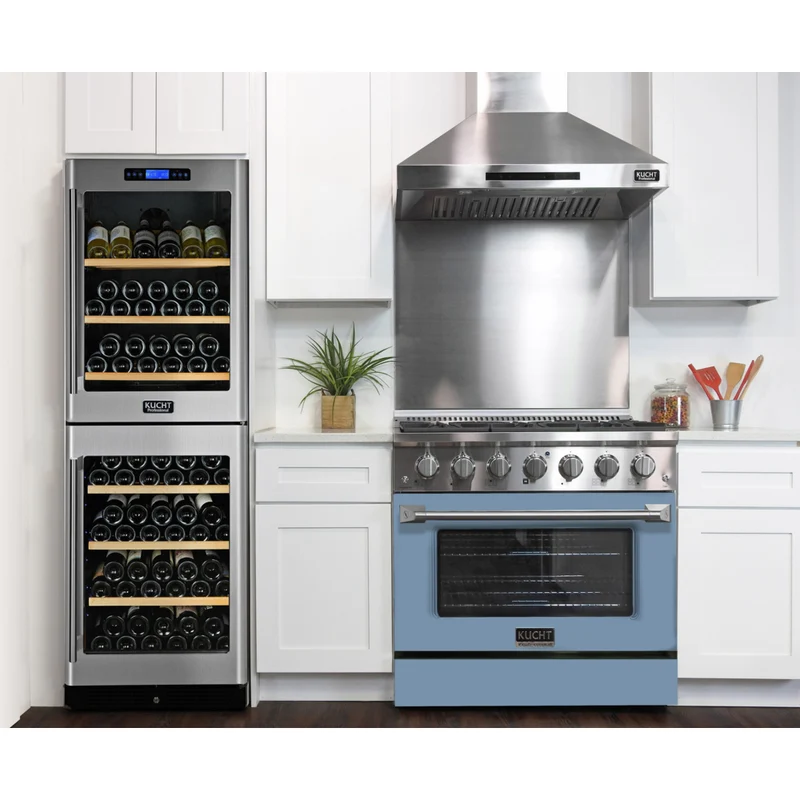 Kucht - 36 po Série KDF Cuisinière Pro Style au gaz naturel - Acier inoxydable/Bleu clair