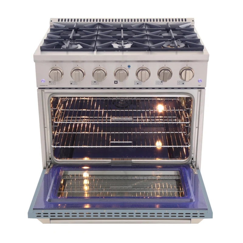 Kucht 36" KDF Series Pro Style Natural Gas Dual Fuel Range - Stainless Steel/Light Blue