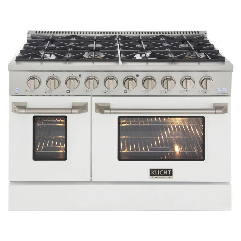 Kucht - 48 po Série KDF Cuisinière Pro Style à double combustible - Acier inoxydable/Blanc