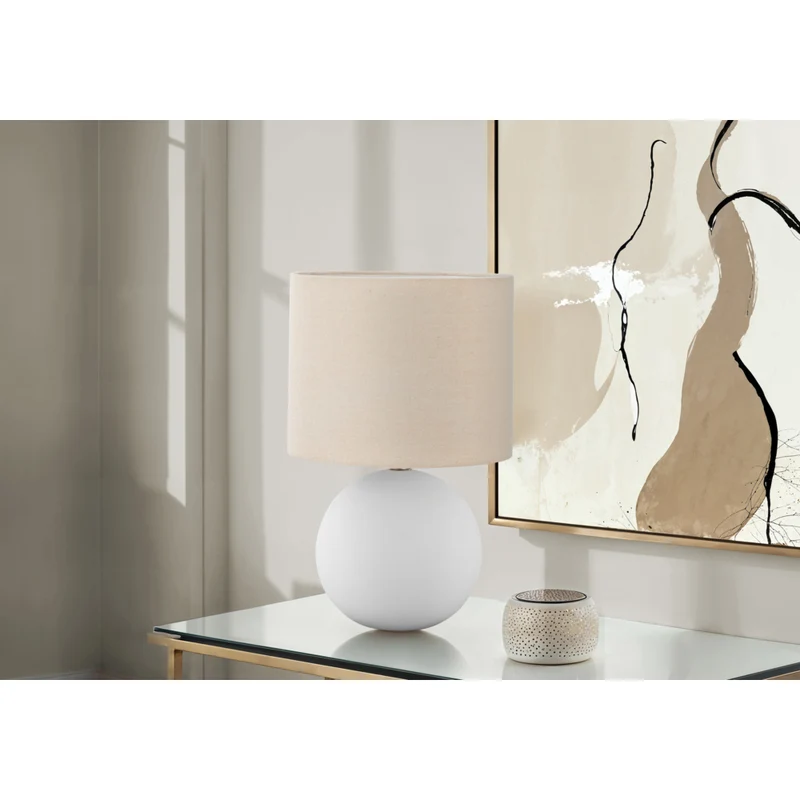 Monarch Specialties - Luminaire - 16 po H Lampe De Table - Abat-Jour Crème - Crème Céramique - Contemporain