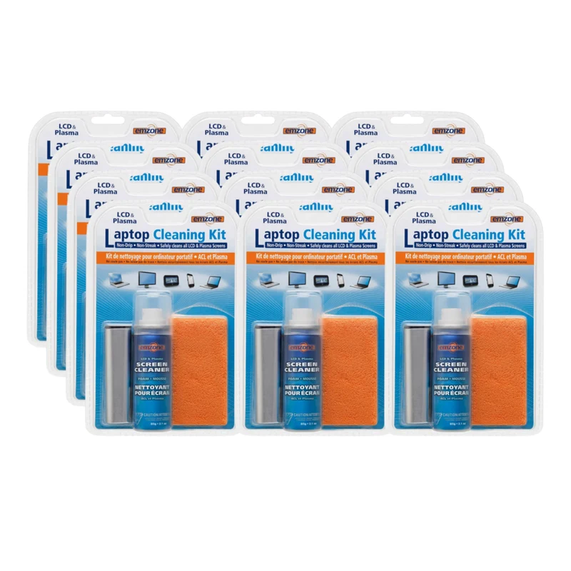 Emzone Laptop Cleaning Kit with Screen Cleaner and Cloth - 12 Pack
