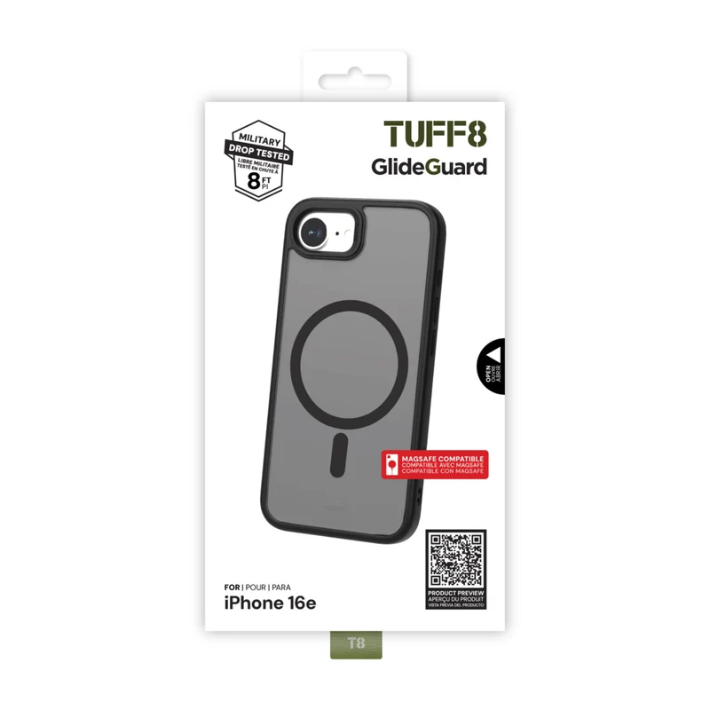 TUFF8 - Iphone 17E/16E - Étui Glideguard Mag Rugged - Smokenoir